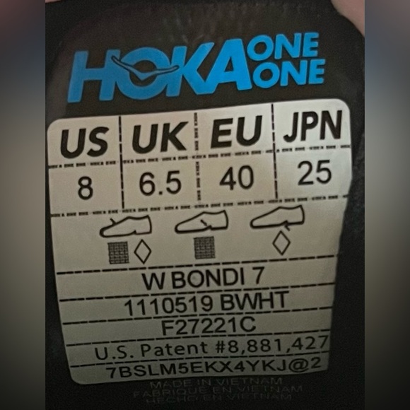 Hoka One One Bondi 7 CUSHIONED Womens Size 8 Running Shoes Sneakers Black - Picture 11 of 12
